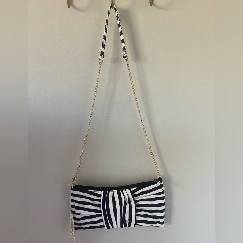 Mudpie black & white stripe purse